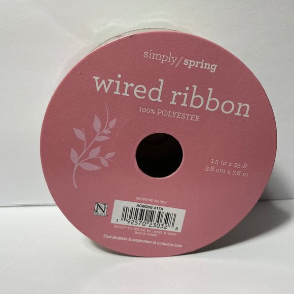 2 Spring Stripe Wired Ribbon 1.5" 25' Pink Yellow - Picture 9 of 12